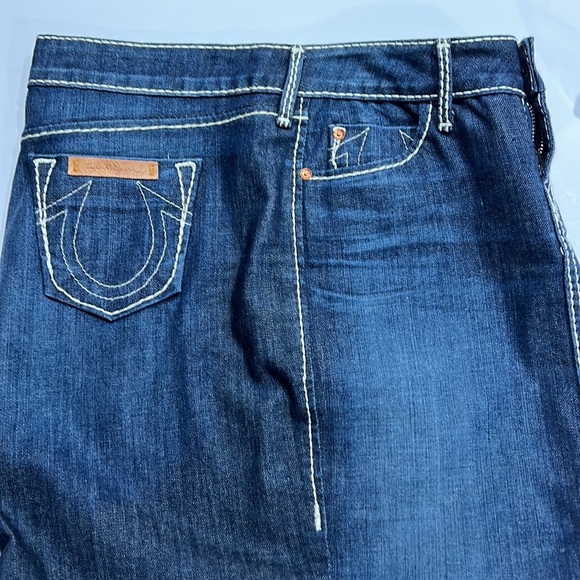NEW True Religion Pencil Denim / White Stitch Skirt SZ-26 - Picture 6 of 10